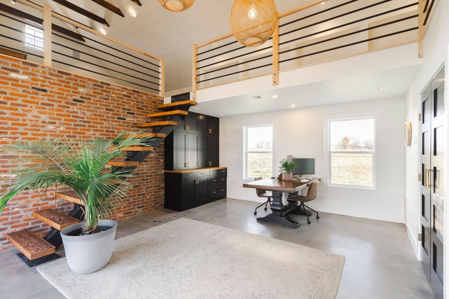 Office space with brick accents
